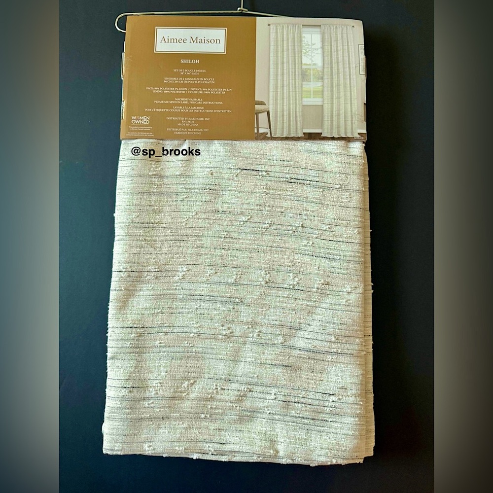🎁Aimee Maison Shiloh 2 Pack Rod Pocket Panel Set - 38” x 96” - Shiloh Curtains